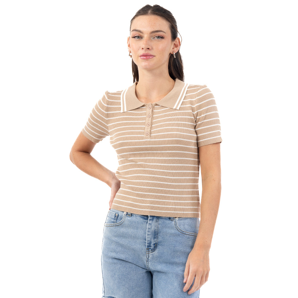 PLAYERA POLO A RAYAS COMBINADA LISO