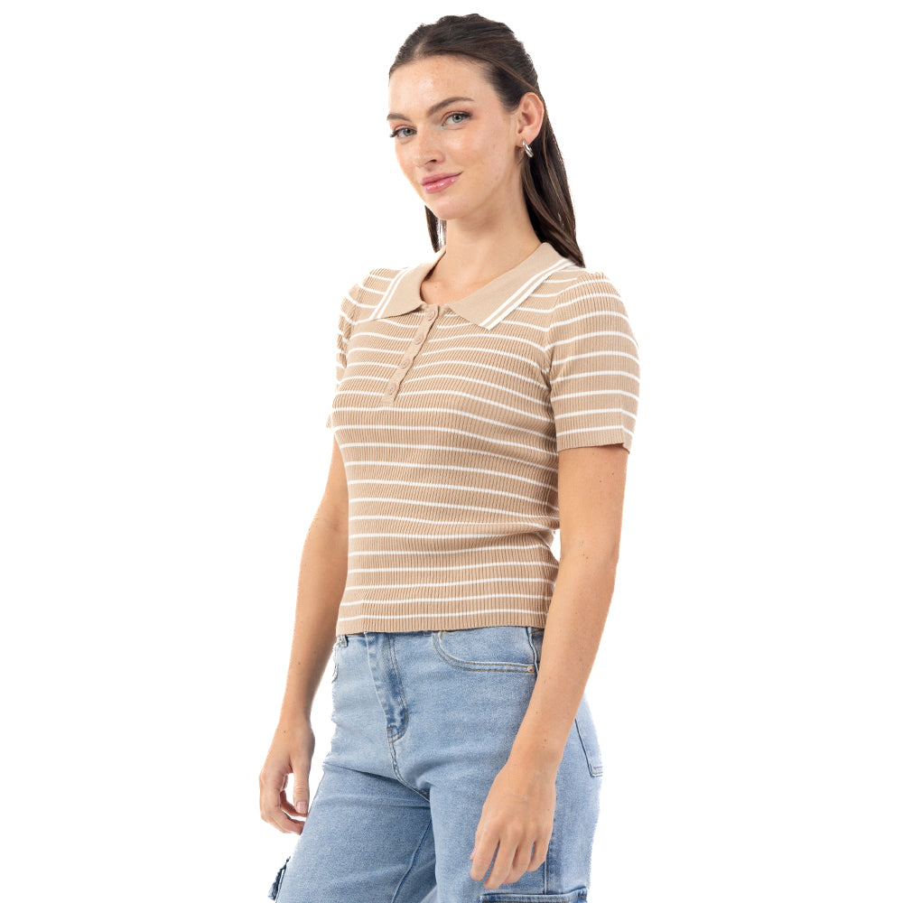 PLAYERA POLO A RAYAS COMBINADA LISO