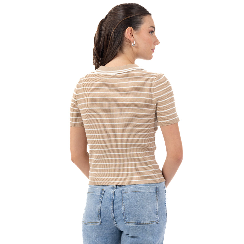 PLAYERA POLO A RAYAS COMBINADA LISO