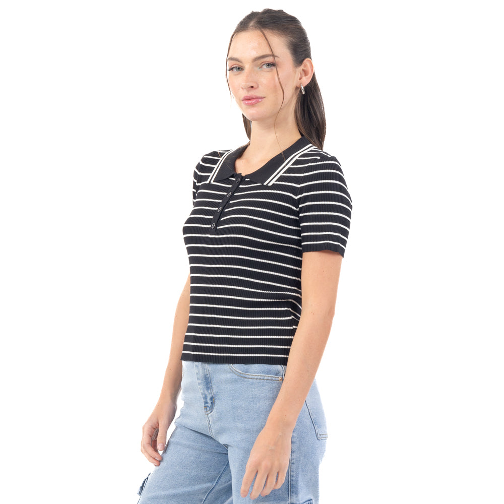 PLAYERA POLO A RAYAS COMBINADA LISO
