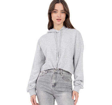 SUDADERA PARA MUJER QUARRY CROPPED CON RESORTE AJUSTABLE Y CAPUCHA