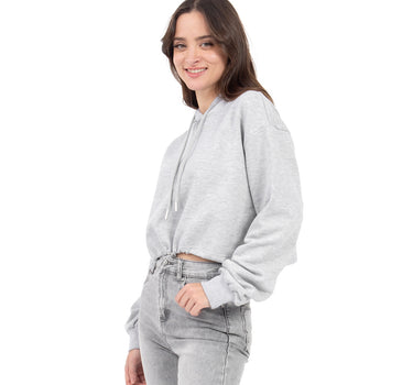 SUDADERA PARA MUJER QUARRY CROPPED CON RESORTE AJUSTABLE Y CAPUCHA