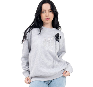 SUDADERA PARA MUJER QUARRY ESTAMPADA Y FLOR CON RELIEVE