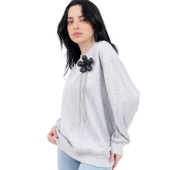 SUDADERA PARA MUJER QUARRY ESTAMPADA Y FLOR CON RELIEVE