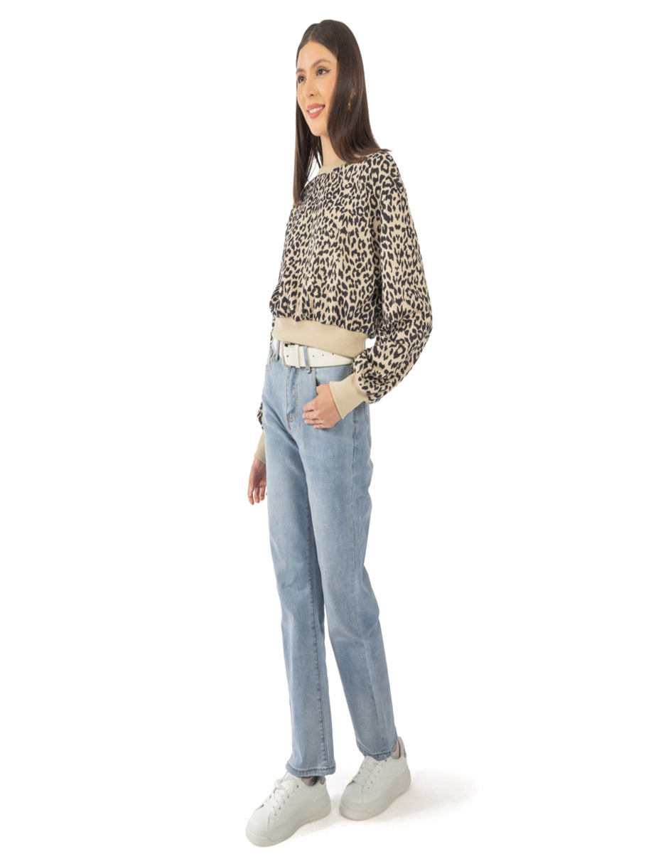 Sudadera Crop Animal Print