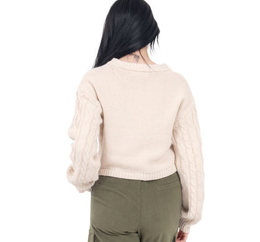 SUÉTER PARA MUJER QUARRY CROP CON TEJIDO TRENZADO