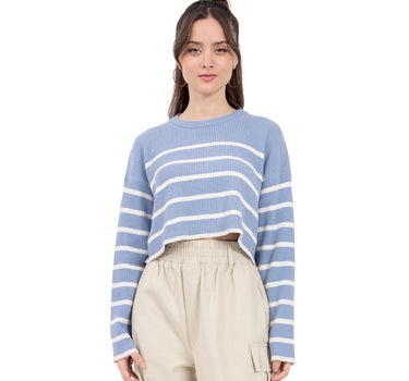 SUÉTER PARA MUJER CROPPED OVERSIZE DISEÑO A RAYAS QUARRY