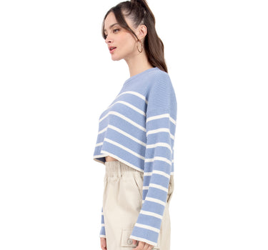 SUÉTER PARA MUJER CROPPED OVERSIZE DISEÑO A RAYAS QUARRY