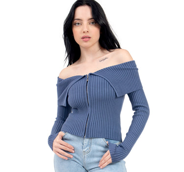 SUÉTER PARA MUJER QUARRY STRAPLESS CON CIERRE FRONTAL