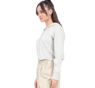 SUÉTER PARA MUJER QUARRY CROP TIPO HOODIE CON CIERRE