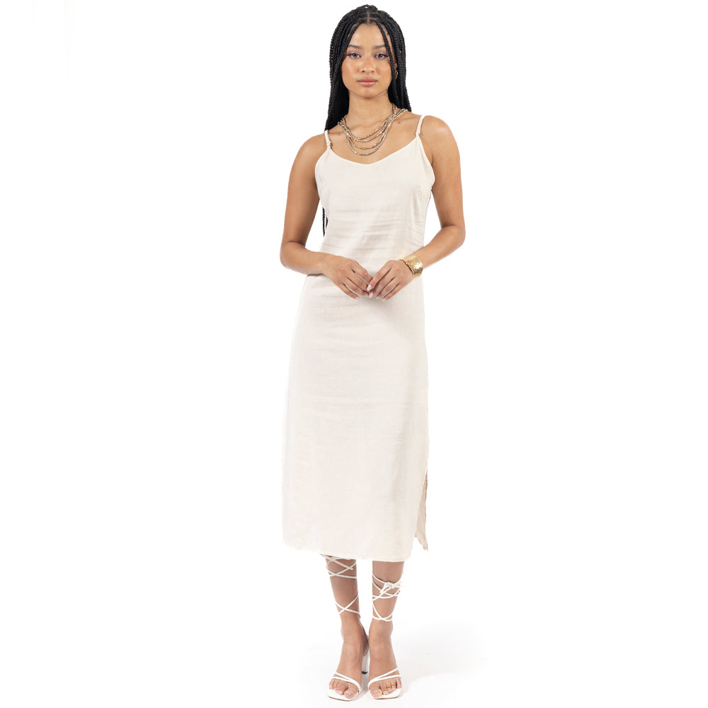 VESTIDO CON TIRANTES ABERTURA LATERAL