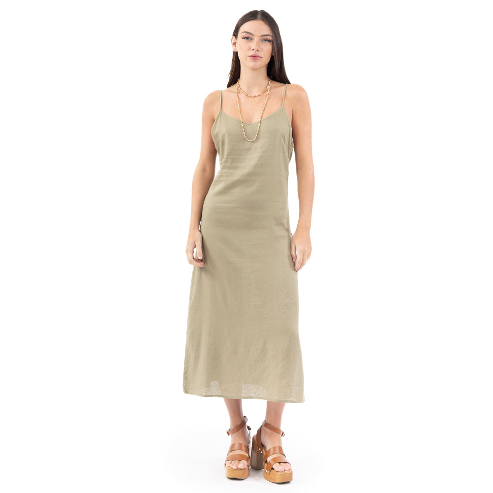 VESTIDO CON TIRANTES ABERTURA LATERAL