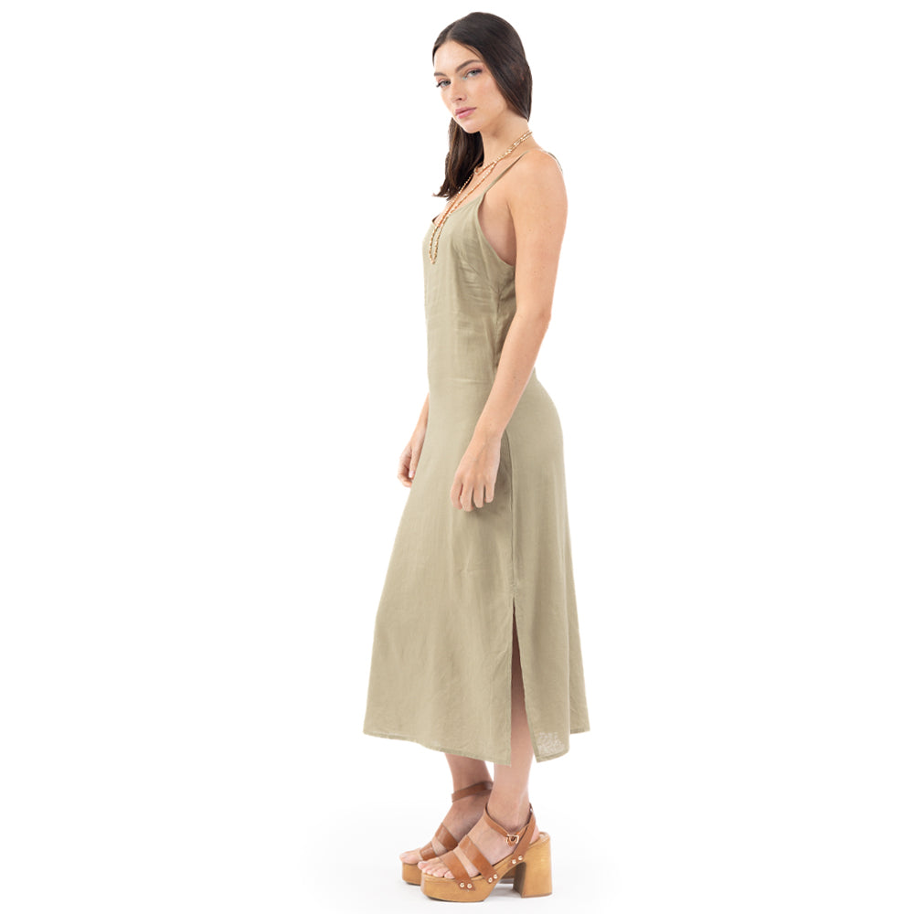VESTIDO CON TIRANTES ABERTURA LATERAL
