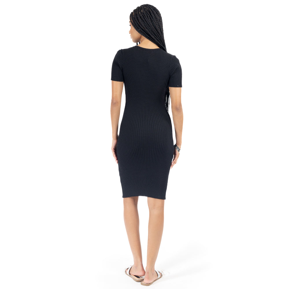 VESTIDO CORTO ACANALADO CON BOTONES
